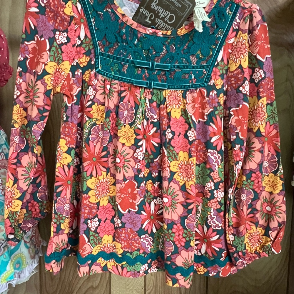 Matilda Jane Pink and Yellow Puff Sleeve Blouse